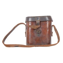 Collection of 20th century military related items, including leather gaiters, field binoculars, canvas bag, spurs 