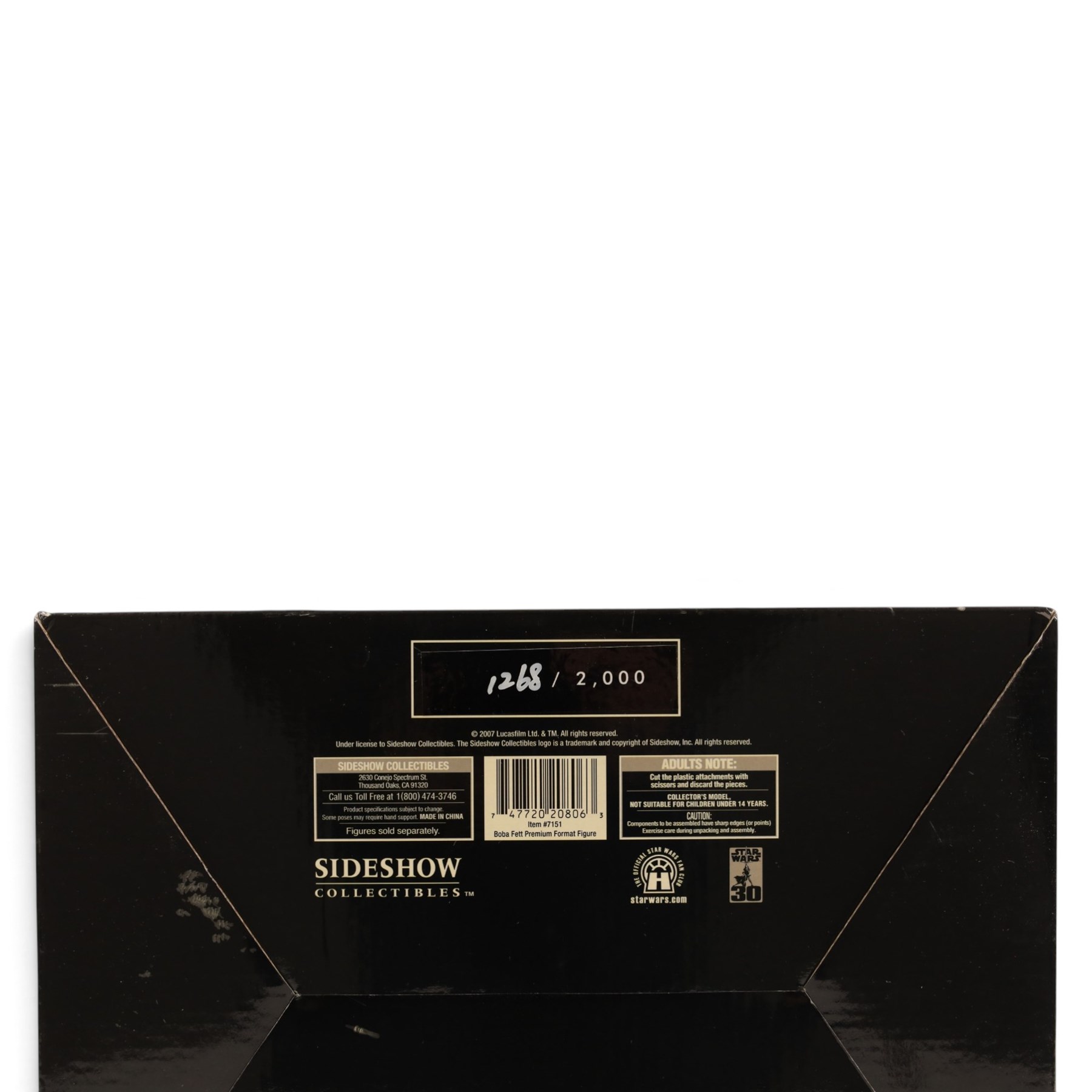 Limited edition Sideshow Collectibles Star Wars Boba Fett Premium Format Figure, limited edition no. 1268/2000, boxed, figure H47cm
