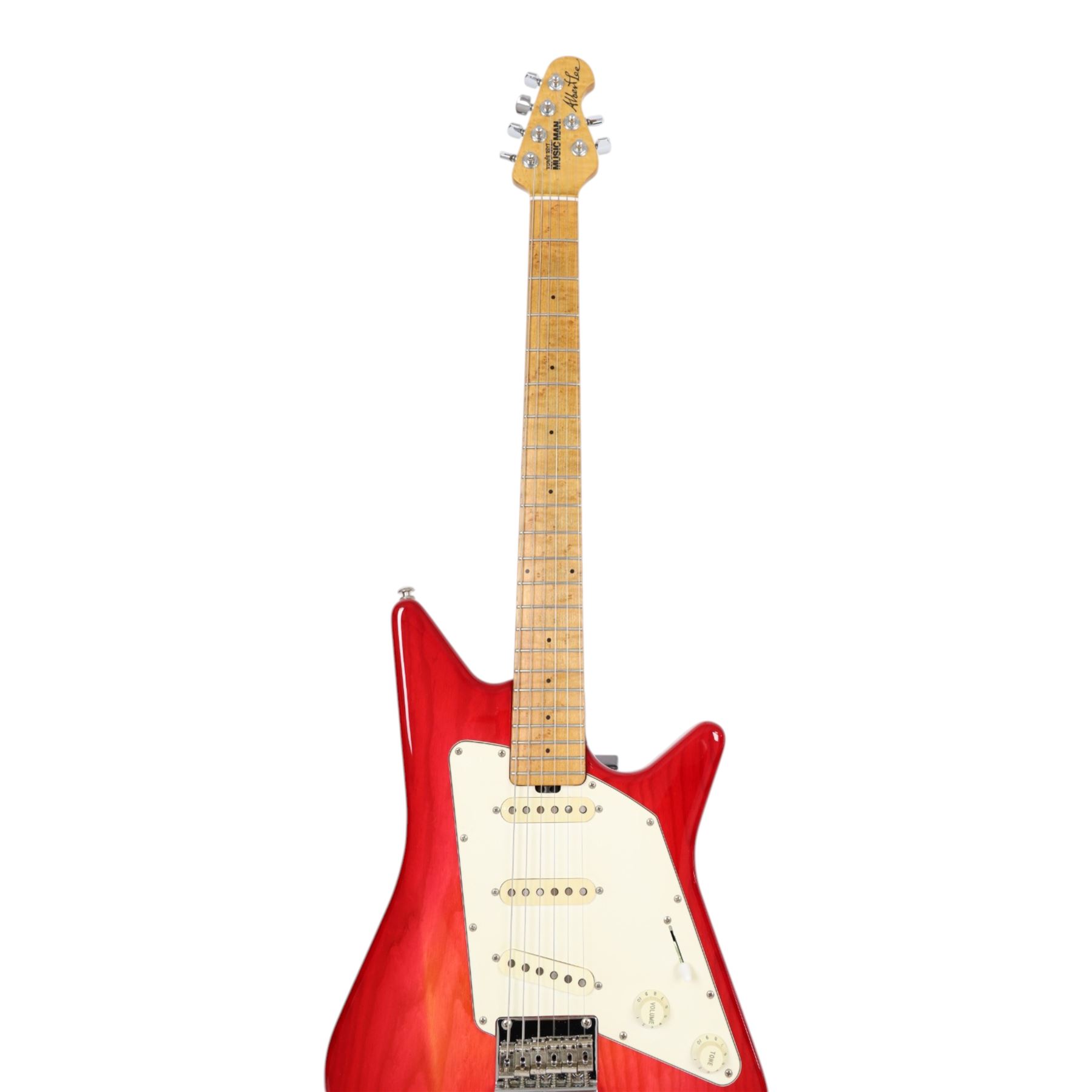 Ernie Ball Music Man Albert Lee signature guitar in pink burst finish, circa 1993, serial no. 94557, L92cm, in fitted hard case