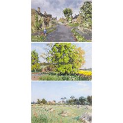 Angus Bernard Rands (British 1922-1985): Village Haystacks and Trees, three pastels signed...