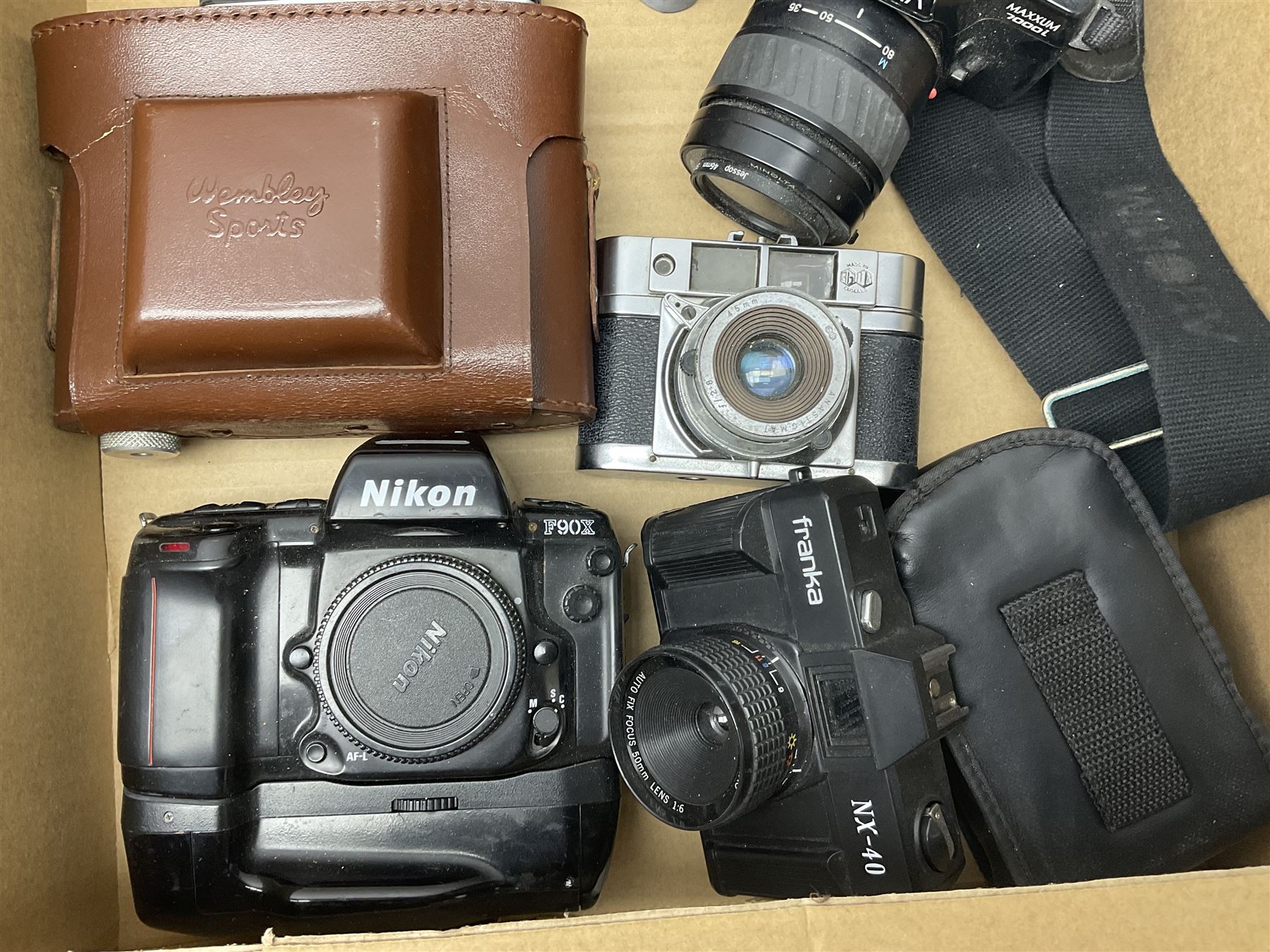 Large collection of cameras to include folding and SLR examples, including Rank Aldis, Agfa, Yashica, etc