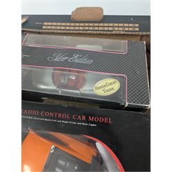 Fourteen 1:18 and 1:24 scale diecast model vehicles, including Classico Ferrari 1972 312, DX RC Lamborghini Gallardo, Maisto Silver Edition Porsche Boxter, , Bburago Williams Fw14, Bburago Ferrari 641/2, etc all boxed