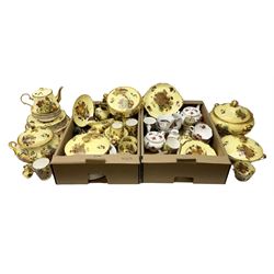 Canterbury tea and dinner service decorated with fruit on a yellow ground with gilt detail, together with Baroness tea service and other ceramics and collectables, in three boxes