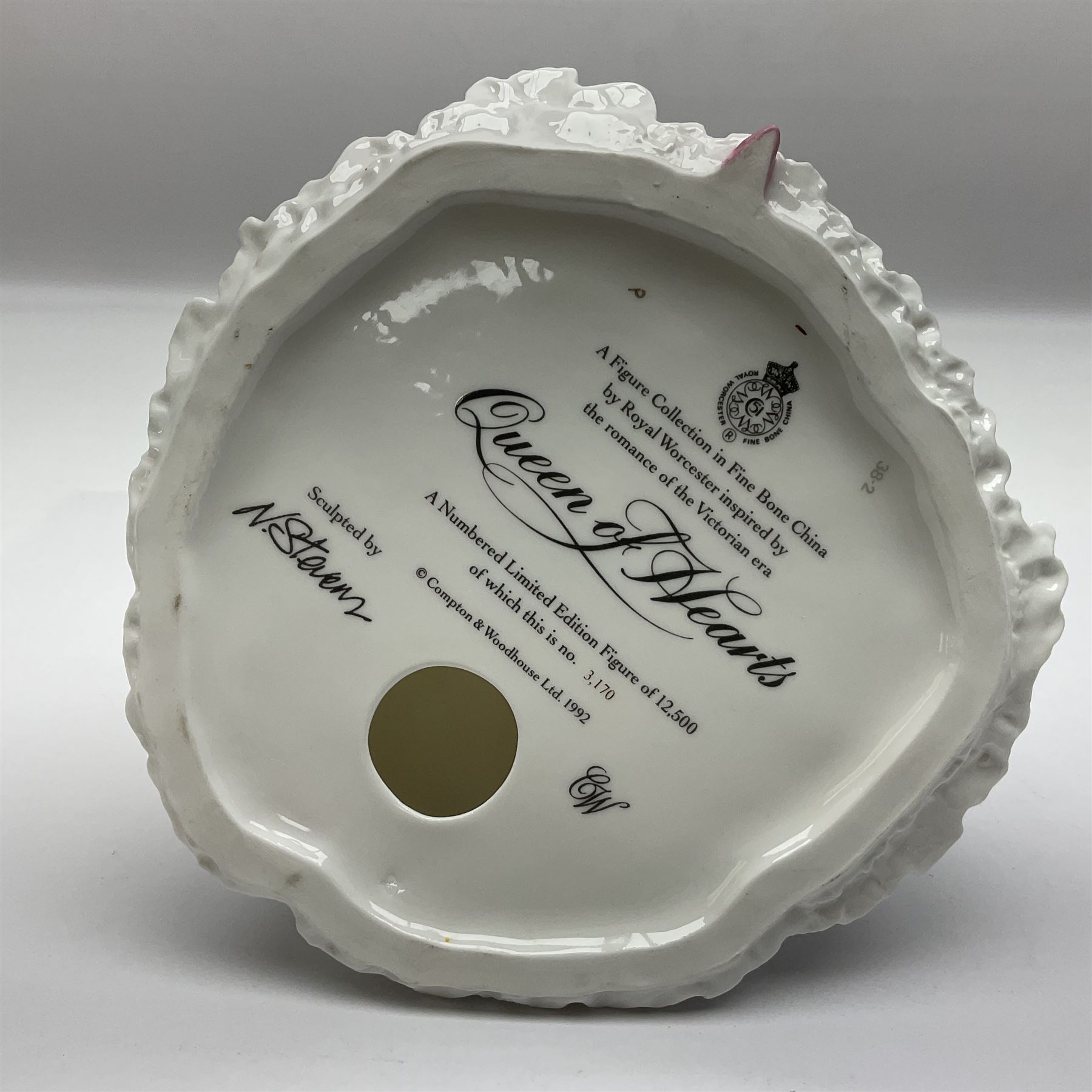 Three Royal Worcester figurines,  The First Quadrille, The Fairest Rose and Queen of Hearts, largest H21cm