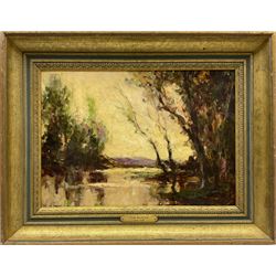 Thomas (Tom) Edwin Mostyn ROI RWA RCA (British 1864-1930): Wooded Landscape, oil on board unsigned 24cm x 34cm