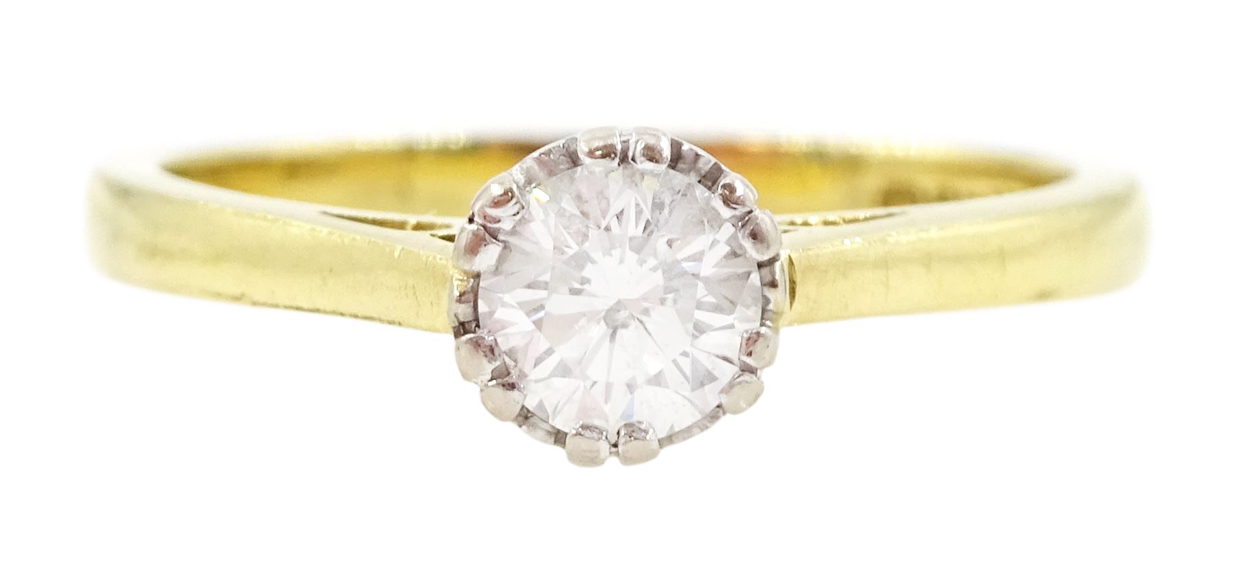 18ct gold single stone round brilliant cut diamond ring, hallmarked, diamond 0.33 carat