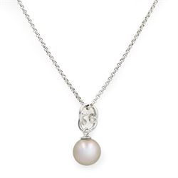 Georg Jensen Magic 18ct white gold pearl and diamond pendant necklace, grey cultured pearl...
