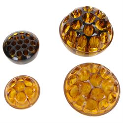 Collection of Davidson Amber Cloud glass, including vases, pedestal dish, flower frogs, together with other art deco glass 
