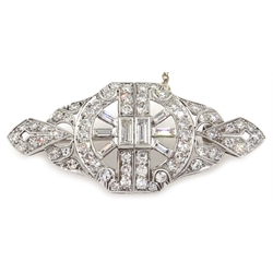  Art Deco platinum and silver diamond buckle brooch   