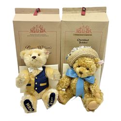 Two modern Steiff limited edition teddy bears - Prince William's 21st Birthday Bear with growler mechanism No.58/1500 H35cm; and Cherished Teddies Collection Daisy No.4269/5000 H33cm; both boxed with certificates (2)