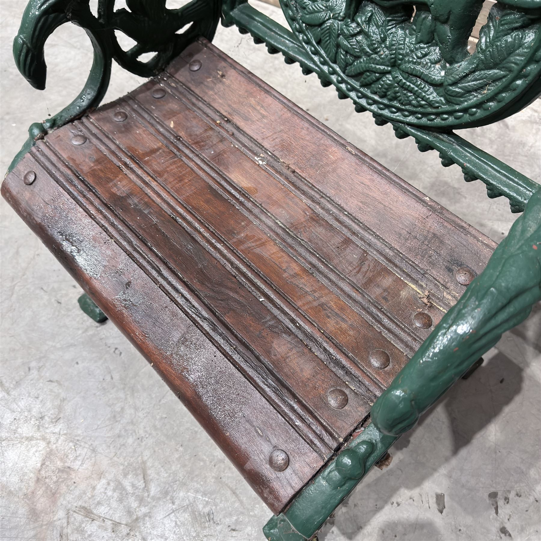 Cast iron and wood slatted garden seat