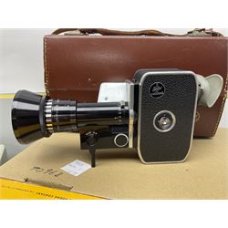 Bolex Paillard P3 Zoom Reflex camera body, serial no 38090, with 'B te S.G.D.G Som Berthiot Pan-Cinor 1:1.9 f=8a 40' lens, serial no. 40251438 in case, Kodak Brownie movie camera, Kodak model 2 Brownie movie camera and a Kodak 8 Movie Projector A-15G and other camera equipment 
