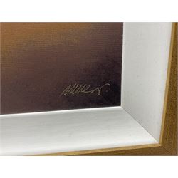 Mackenzie Thorpe (British 1956-): 'Through Till Dawn', limited edition silk screen print signed and numbered 168/195, with certificate, 49cm x 113cm