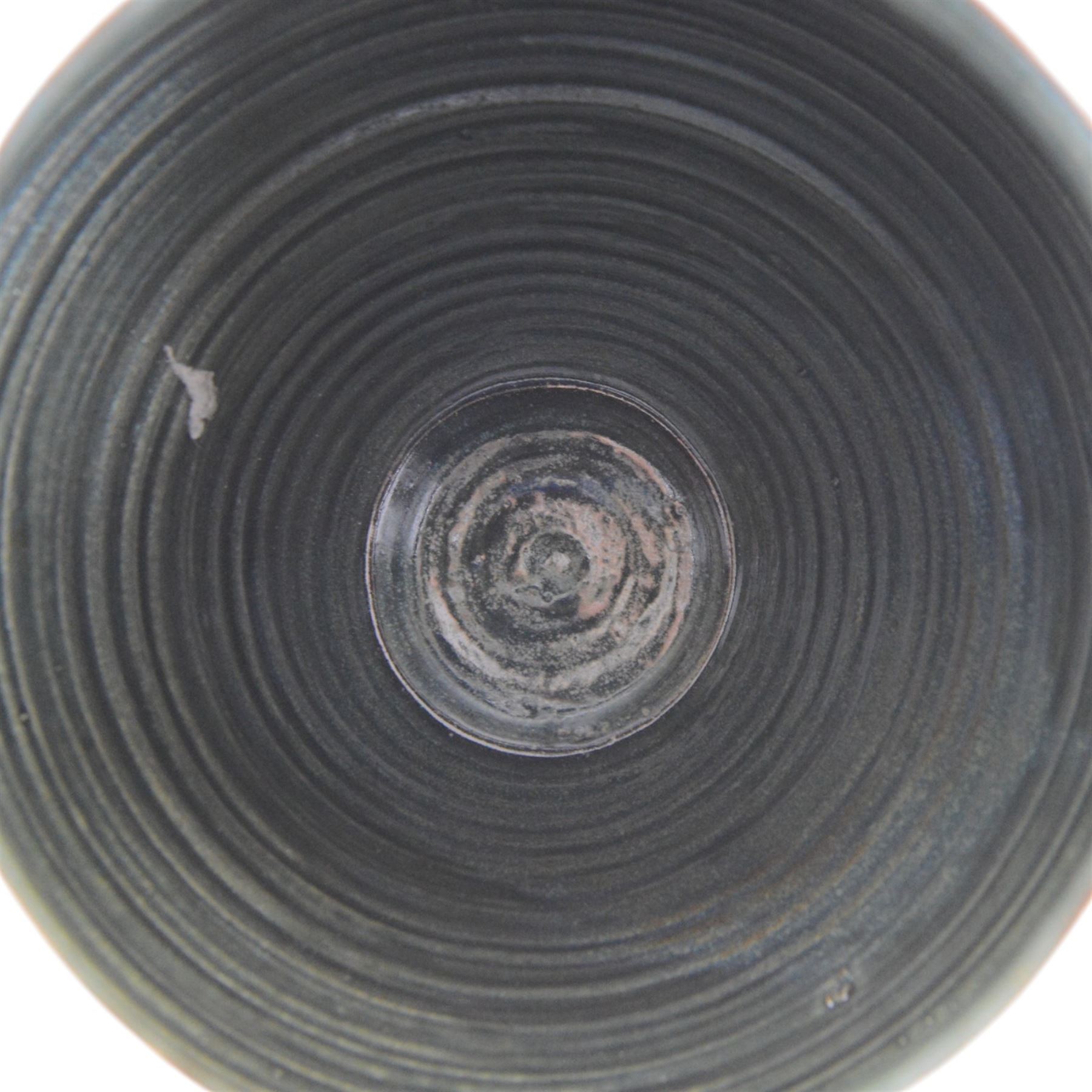 John Egerton (c1945-): studio pottery stoneware vase and cover, decorated with fish and ammonites upon a blue ground, H38cm