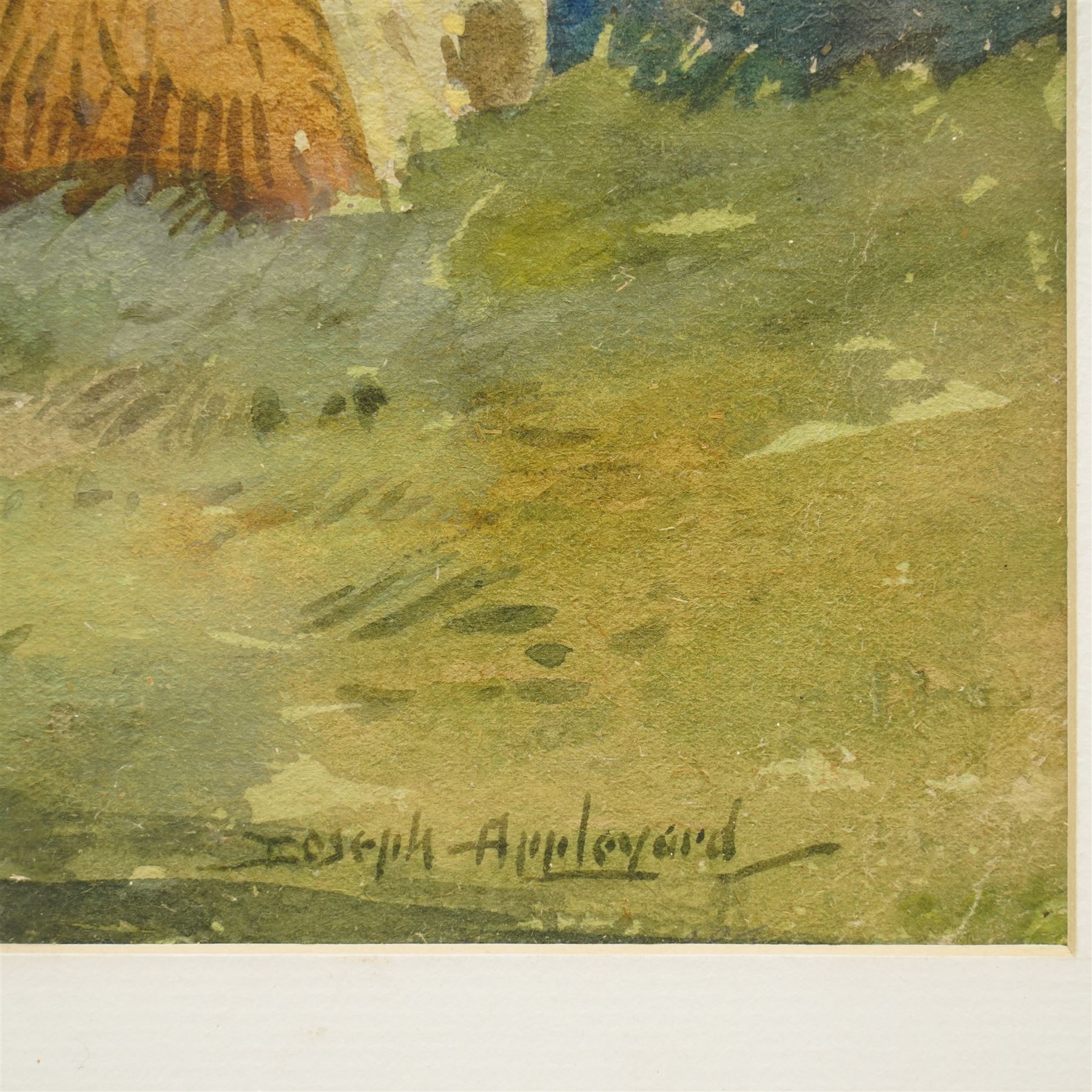 Joseph Appleyard (Yorkshire 1908-1960): Prize Bull and Haystack, watercolour signed 28cm x 37cm