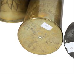 Eleven tench art shell case vases, including examples decorated in relief, with flowers, largest H30cm