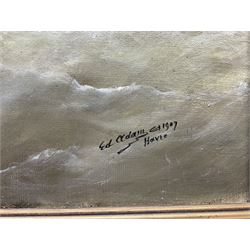 Edouard Adam (French 1847-1929): Lighthouses at 'Le Havre', oil on canvas signed titled and dated 1907, 59cm x 91cm