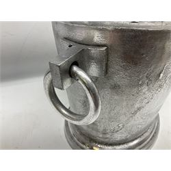 Aluminium champagne bucket detailed Cuvee de Prestige Champagne du Louvois, with twin ring handles, together with quantity of glasses, bucket L38cm