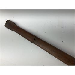 Victorian artillery officer's sword, the 90cm fullered steel blade by E. Thurkle Denmark Street Soho London decorated with Victoria cypher, Regimental crest and 'Royal Artillery', three-bar hilt with stepped pommel and wire-bound fish skin grip; in leather covered scabbard L107cm overall