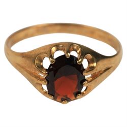Three 9ct gold stone set rings, all hallmarked