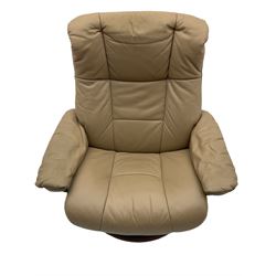 Ekornes Stressless Cream Leather Reclining Chair with Matching Footstool