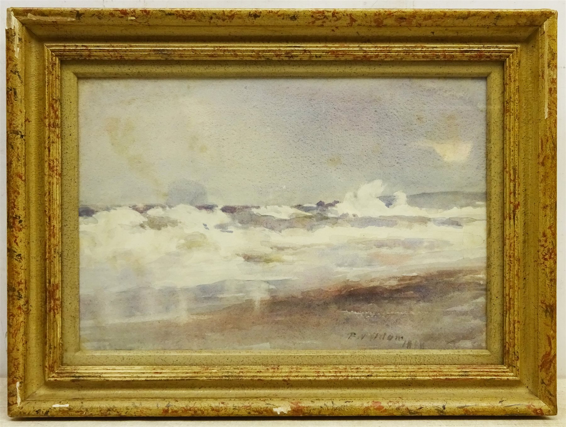  Patrick William Adam RSA (Scottish 1854-1929): The Bass Rock  'A Nor-Easter North Berwick', watercolour signed and dated 1888, titled and inscribed on label verso 25cm x 37cm  
Provenance: private collection; with Doig Wilson & Wheatley, George St. Edinburgh; gifted to Mr& Mrs Esson by Mr & Mrs Adam, April 1903, inscribed verso