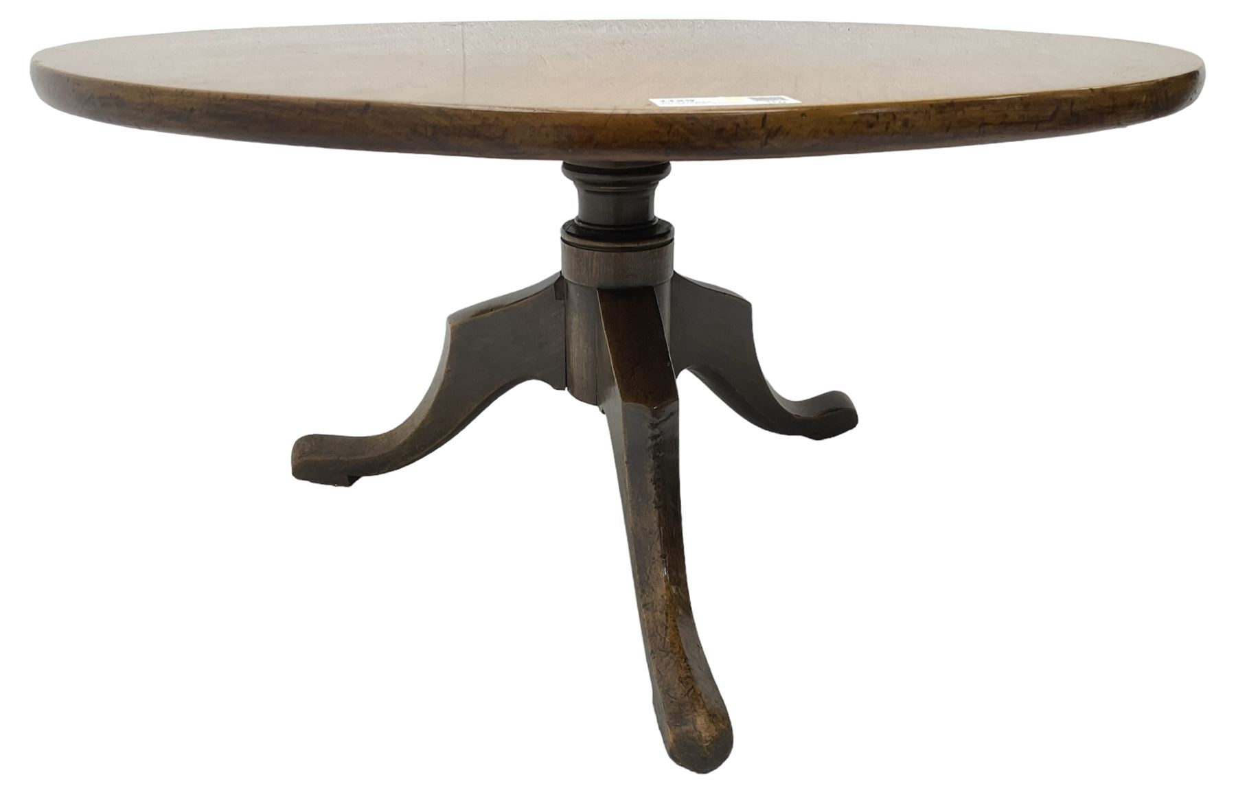 19th century mahogany low occasional or coffee table, circular tilt-top over tripod base