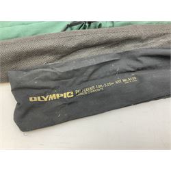 Quantity of fly and sea fishing rods and accessories, to include Shakespeare Boat 210 rod, Daiwa rod and others, and Guang Zhao FLD9000 course fishing reel, Beachmaster 7000FD, Rimfly II amd Penn Super Mariner, tackle etc