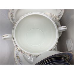 Mayfair tea and dinner wares decorated with floral design and gilding, to include lidded tureen, tea and coffee pots and cups, dinner plates etc, together wtih a quantity of Burslem Till & Sons Empire bowls etc