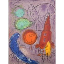 Marc Chagall (Russian/French 1887-1985): 'Saint-Germain-des-Prés', offset colour lithograph pub. Derriere le Miroir 38cm x 28cm (unframed)