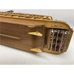 Hand built model of a river paddle steamer 'King of the Mississippi' and a sailing ship with three masts and unfurled sails, largest example H80cm, L101cm