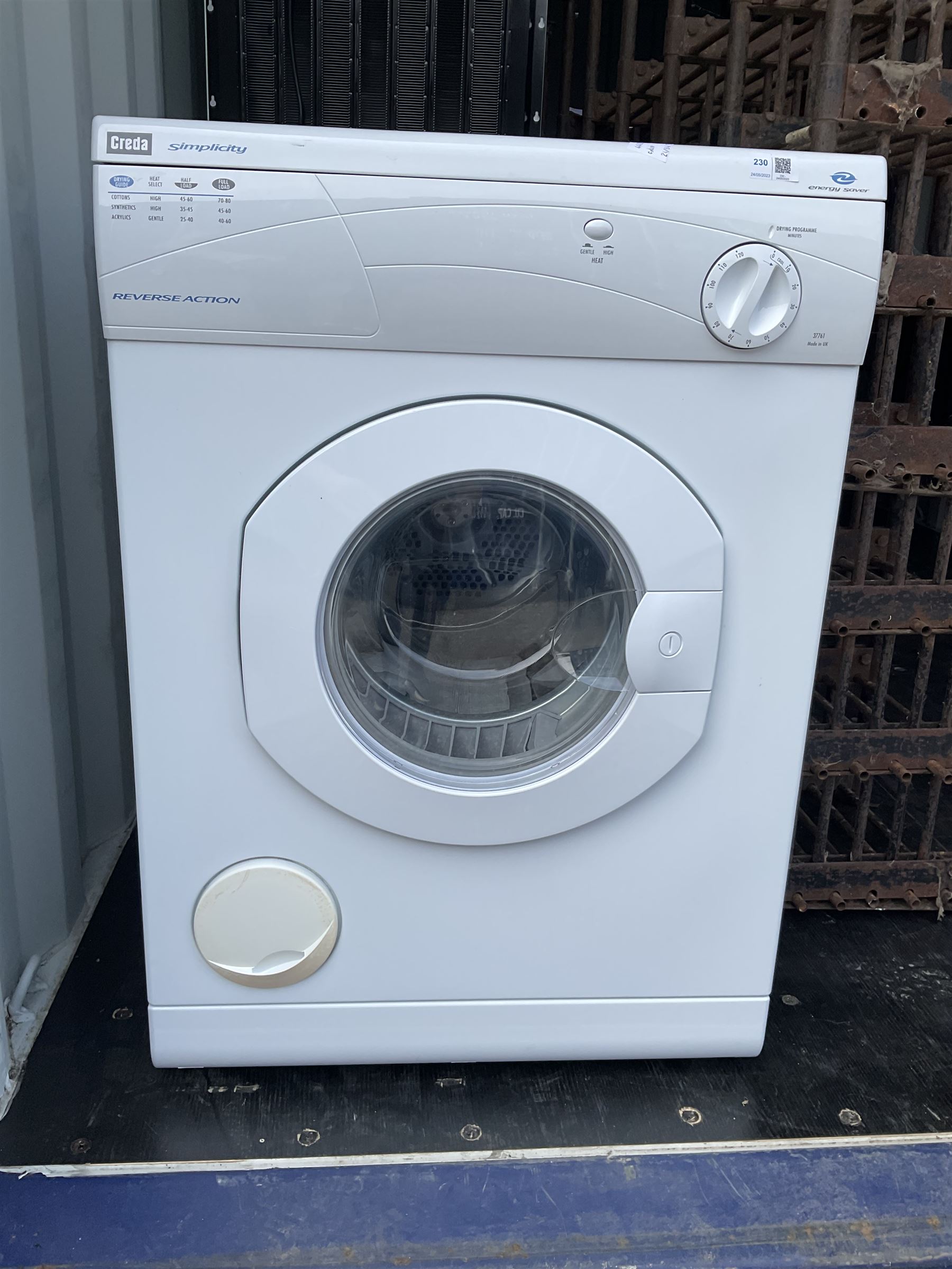 Creda 37761 vented tumble dryer - THIS LOT IS TO BE COLLECTED BY APPOINTMENT FROM DUGGLEBY STORAGE, GREAT HILL, EASTFIELD, SCARBOROUGH, YO11 3TX