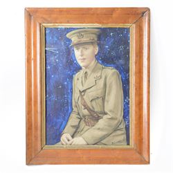 Richard Hall (British 19th/20th Century): Portrait of an Officer, framed, marked to the back W L D Morris 1889335, H34cm, W27cm