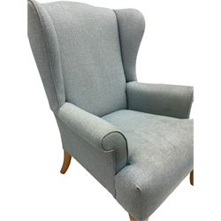 John Lewis high wing back armchair upholstered in denim cover
