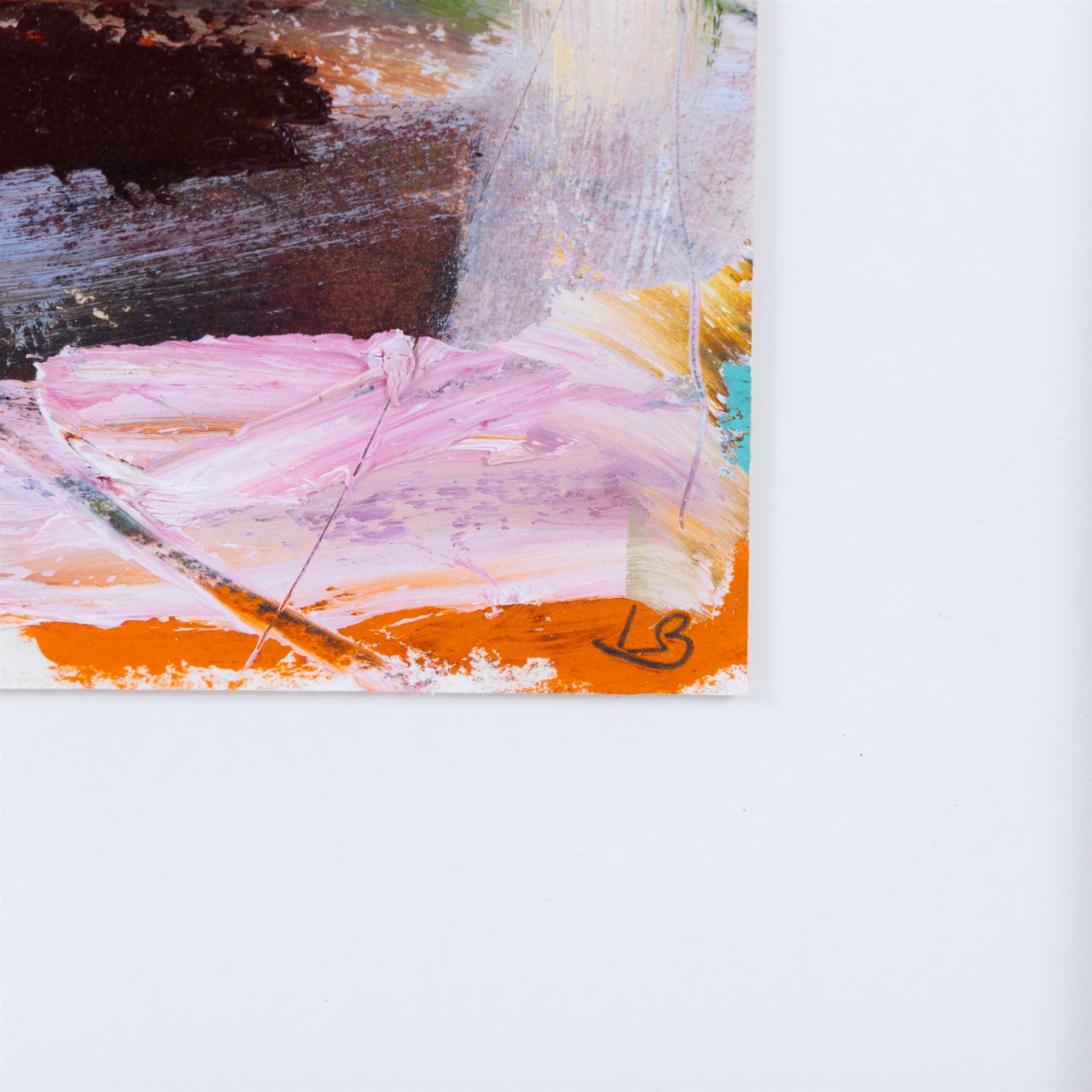 Lesley Birch (Yorkshire Contemporary): 'Sandsend Moment i', oil and mixed media on card signed with initials, 17cm x 28cm