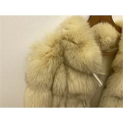 White Arctic Fox fur coat with loop fasteners 