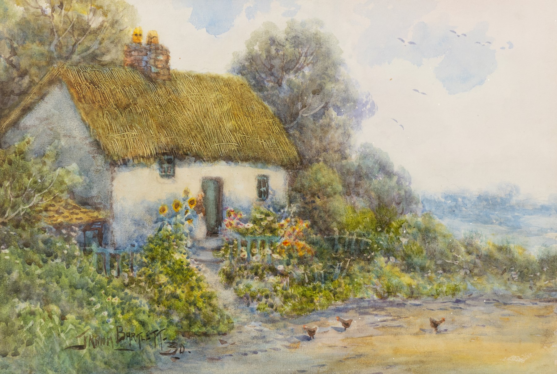 Frank Bartlett (British early 20th century): 'Cottage by the Road - Grassington' and 'Rural Cottage - Bolton Abbey', pair of watercolours signed and dated '30, titled on the mount 24cm x 35cm (2)