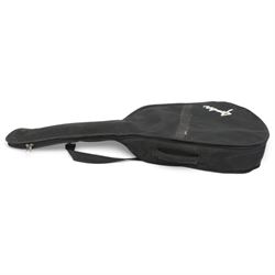 Richwood Artist Series RE-129 electric guitar, in natural finish, contained within a Fender soft carry case, guitar length L99cm