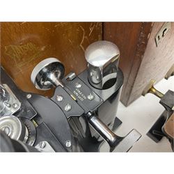 Three W. Watson & Sons microscopes, comprising Kima no 58173, Low power binocular no 98846 and High power binocular no 103144, all boxed 