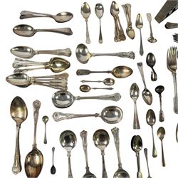 Silver plated cutlery, including Kings pattern cutlery, Voluto fish servers, ladle, etc