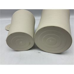 Hornsea Pottery Rainbow planter by John Clappison, together with two Horsea Concept vases with flower holders and Hornsea Stadium dish, largest example H16cm