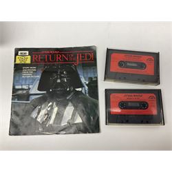 Star Wars - Darth Vader TIE-fighter; Darth Vader head and shoulder shaped figure collection box; 1983 & 1984 Return of the Jedi Annuals; Read Along Book and Tapes; and two posters