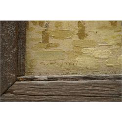 Gustavo Pisani (Italian 1877-1948): Figures and Flower Sellers in Napoli Markets, pair oils on panel signed 18cm x 23cm (2)