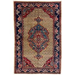 North West Persian Bidjar rug, large floral design shaped pole medallion on a brown field decorated with lattice pattern, the border decorated with trailing branch and stylised plant motifs