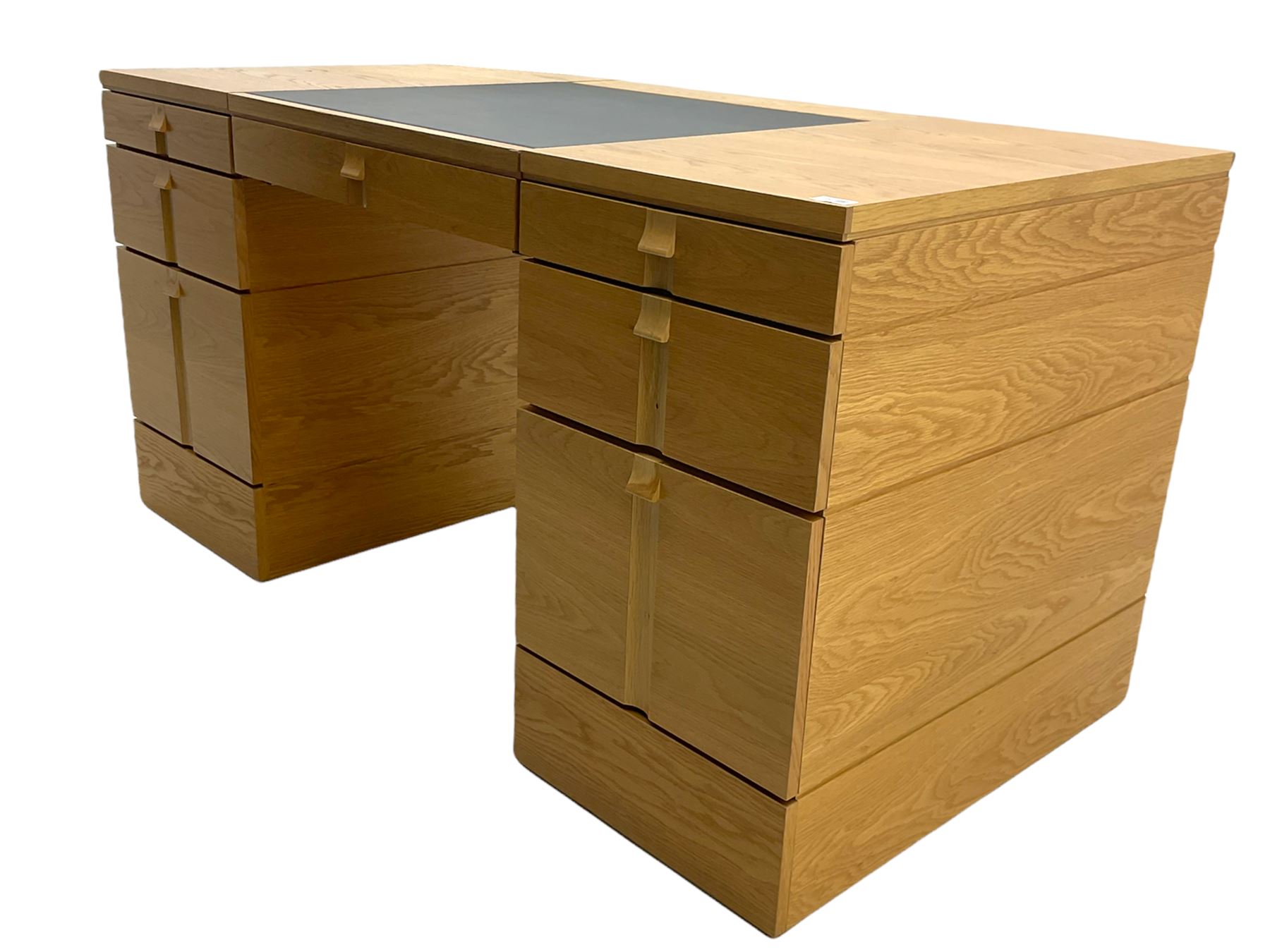Marks and Spencer Home - light oak office desk, fitted with drawers, inset writing surface with hinged compartment