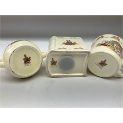 Royal Doulton Bunnykins ceramics, comprising two baby bowls, twin handled cup, two plates, money box, cup, bowl and spoon (9)