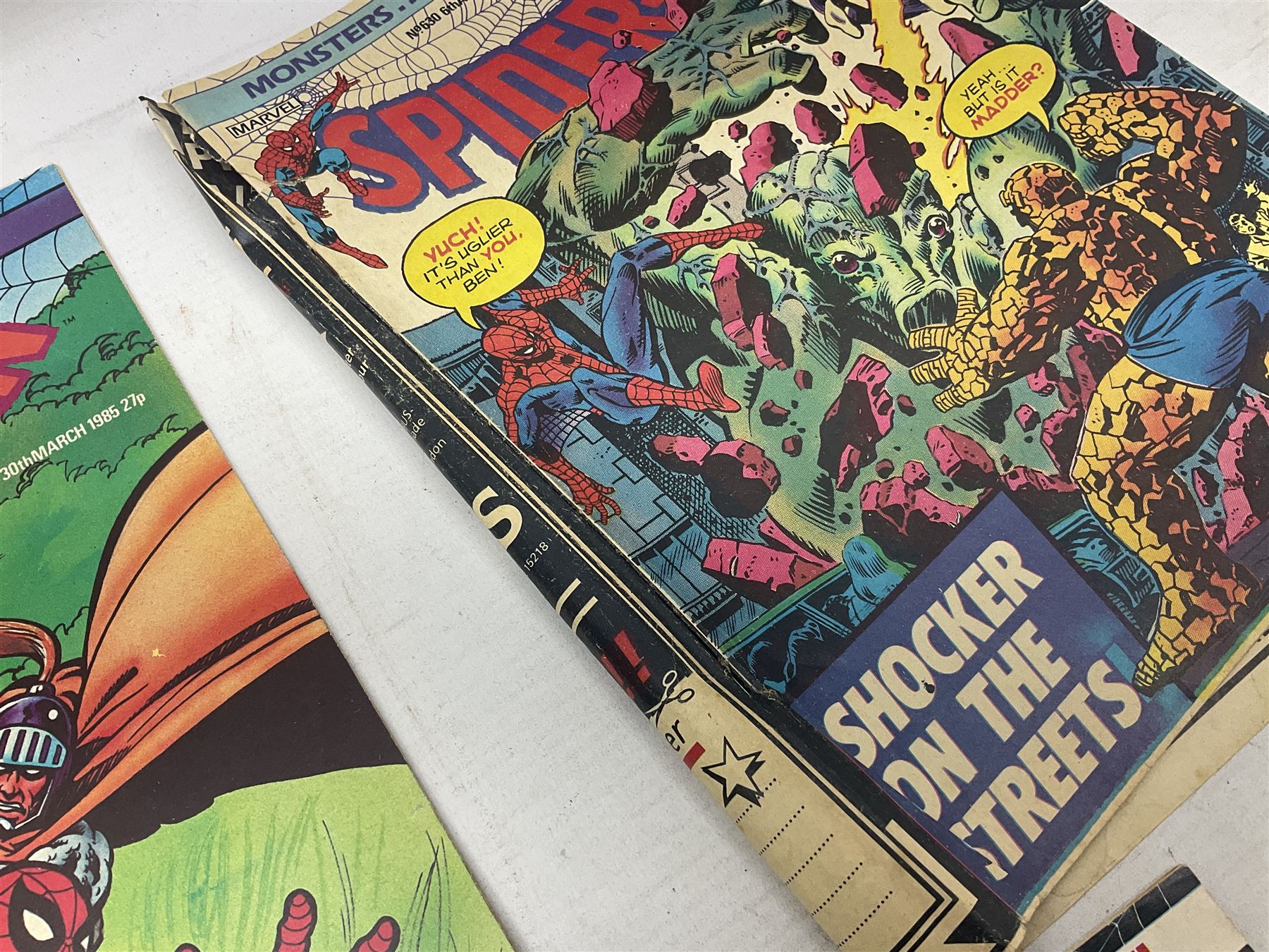 Spider-Man comics (1982-1985) nos 500-527, 529-535, 537-552, 579-602, 604-614, 620-626, and 628-631 (97)