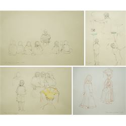 Robert 'Robbie' Wraith (British 1952-): 'The Spark Workshop 1999', set four pencil crayon and watercolour sketches signed and dated 1999 max 19cm x 29cm (4)