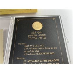 Replica Queen Anne 9ct gold touch piece, minted by Johnson Matthey 1974 