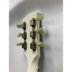 2010 Gibson Les Paul studio guitar, serial no101500537 in white finish with gold and pale green hardware, in Auden soft carry case, guitar L100cm